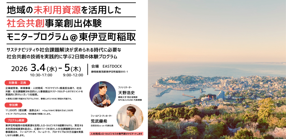 地域の未利用資源を活用した社会共創事業創出モニタープログラム ＠東伊豆町稲取